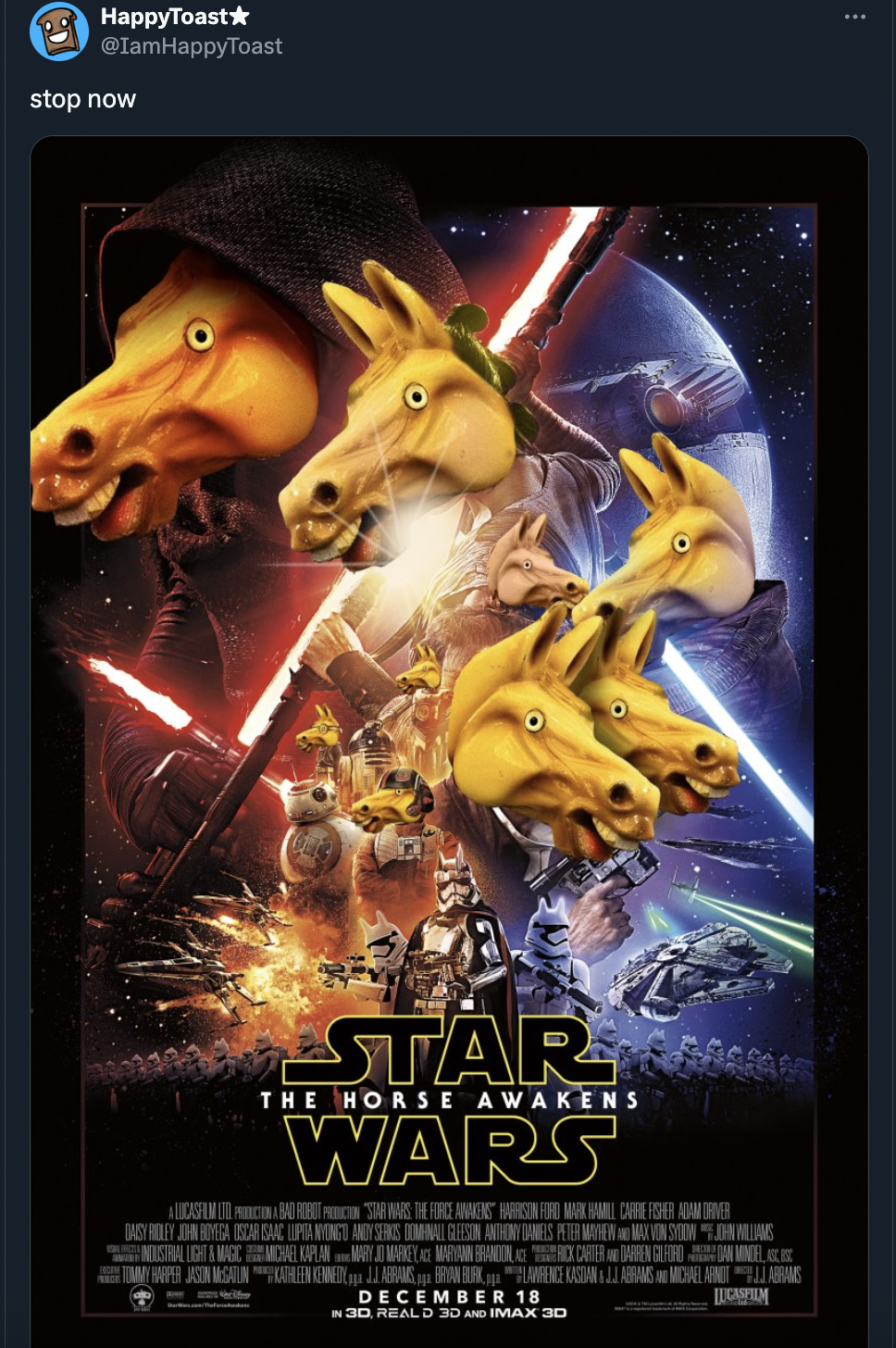 underrated star wars movies - HappyToast stop now Star The Horse Awakens Wars W December 18